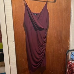 Asymmetrical burgundy short dress